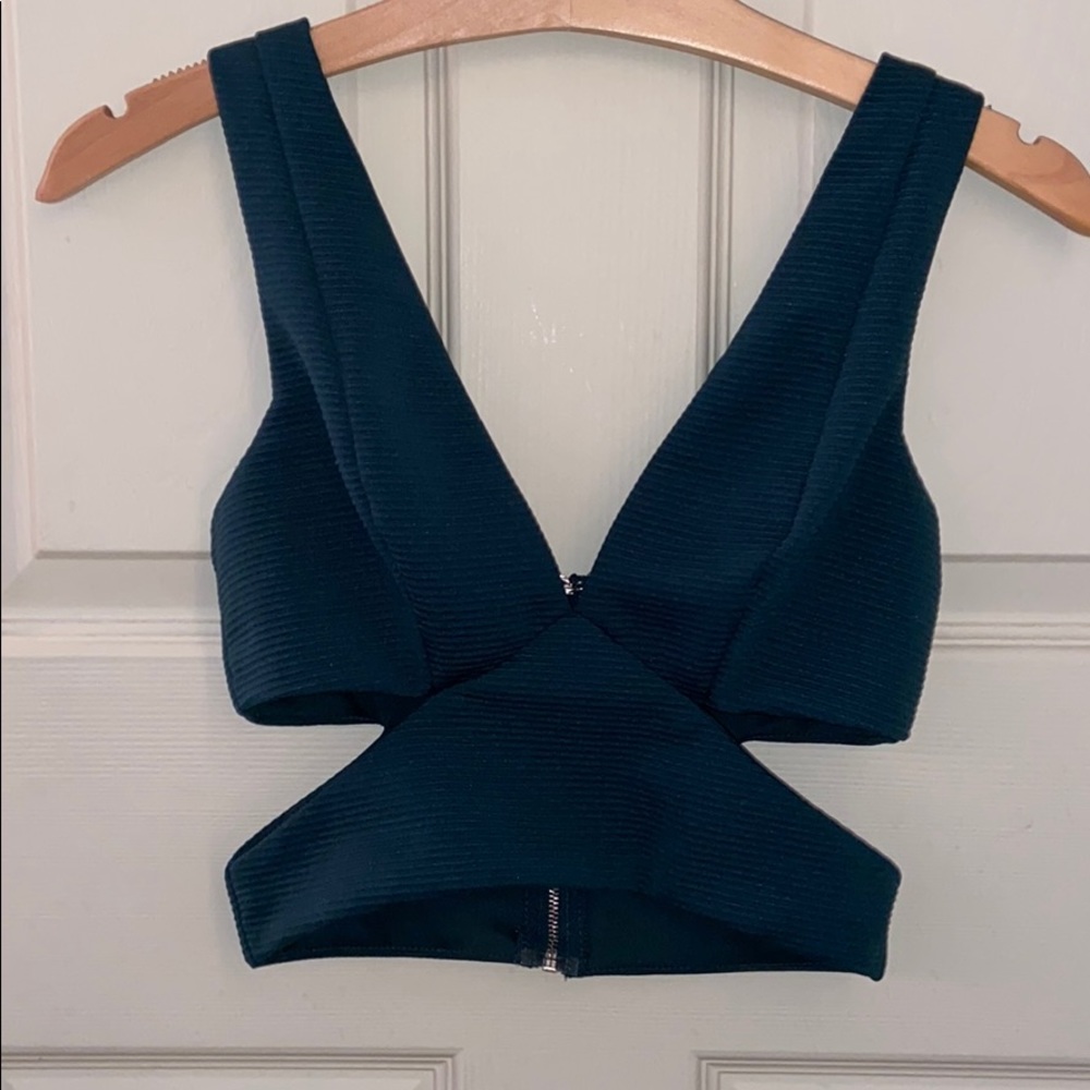 Low V Neck Side Cut Out Crop Top; Size XS